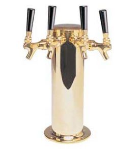 Enlarge DS-244-PVD Polished PVD Brass 4 Faucet Draft Beer Tower - 4 Inch Column