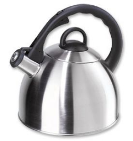 Enlarge Oggi Satin Stainless Steel Whistling Kettle - Steel Lid