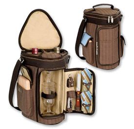 Enlarge Picnic Time Meritage Insulated Deluxe Wine & Cheese Tote - Driftwood