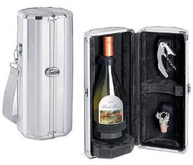 Enlarge Echo Insulated 1 Bottle Aluminum Wine Case - Platinum w/ Black Lining