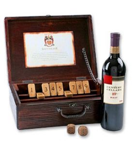 Enlarge Antique Replica Pub Game with Bottle of Merlot