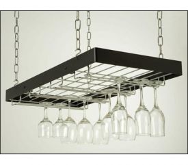 Enlarge Rogar 8115 Hanging Wine Glass Rack - Black Finish