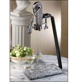 Enlarge Rogar 0851 Champion Wine Opener Set - Antique Pewter with White Wave Granite Base