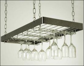 Enlarge Rogar 8101 Hanging Wine Glass Rack - Hammered Steel