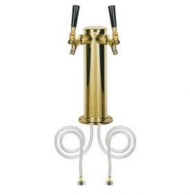 Enlarge D4743DT-PVD Polished PVD Brass Dual Faucet Draft Beer Tower - 3' Column