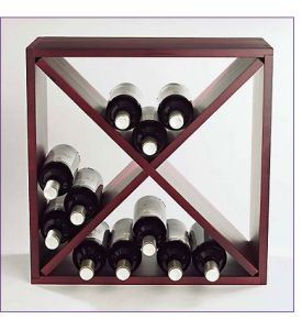 Enlarge 24-Bottle Pine Compact Cube Wine Rack - Mahogany