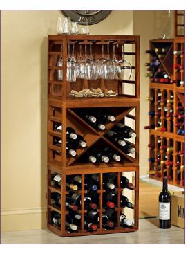 Enlarge Cube Stack Wine Bottle & Glass Rack Set