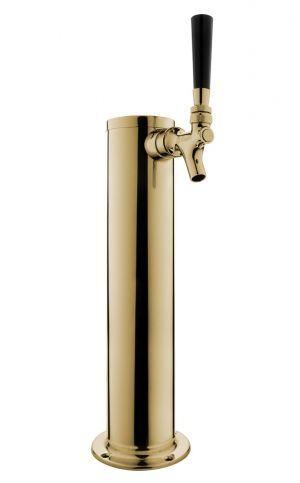 Photo of 14 inch Tall PVD Brass 1-Faucet Draft Beer Tower - 100% Stainless Steel Contact
