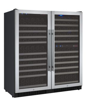 Photo of 47 inch Wide FlexCount Series 249 Bottle Three Zone Stainless Steel Side-by-Side Wine Refrigerator