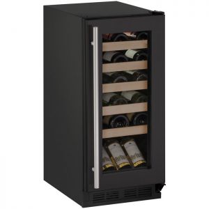 Photo of 15 inch Wide 24 Bottle Single Zone Black Wine Refrigerator