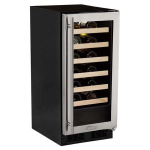 Photo of 24-Bottle Wine Cooler - Black Cabinet and Panel Overlay Frame Glass Door