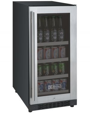 Photo of Inventory Reduction - FlexCount Series 15 inch Wide Beverage Center - Black/SS - Right Hinge