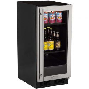 Photo of 15 inch Built-In Beverage Center - Black Cabinet and Smooth Black Frame Glass Door
