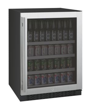 Photo of FlexCount Series 24 inch Wide Beverage Center - Black Cabinet with Stainless Steel Door - Left Hinge