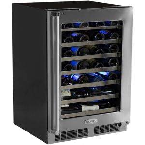 Photo of 48-Bottle Wine Cooler - Black Cabinet and Panel Overlay Frame Ready Glass Door