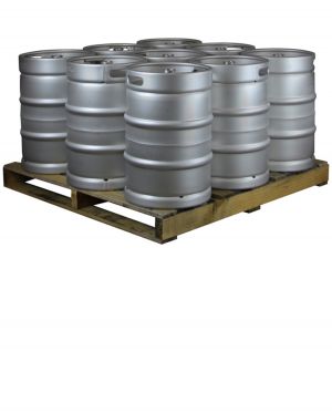 Photo of Pallet of 9 Straight Sided Beer Kegs - 13.2 Gallon (50 Liter) - D System Valves