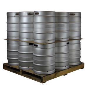 Photo of Pallet of 18 Straight Sided Beer Kegs - 13.2 Gallon (50 Liter) - D System Valves