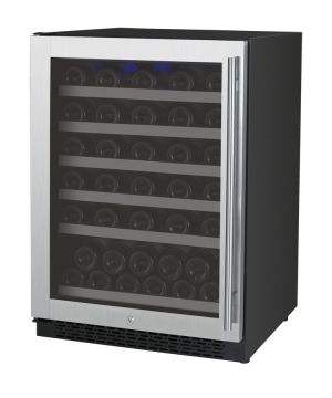 Photo of 24 inch Wide FlexCount Series 56 Bottle Single Zone Stainless Steel Left Hinge Wine Refrigerator