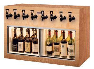 Photo of 41 inch Wide 8 Bottle Dual Zone Wood Wine Refrigerator and Dispenser
