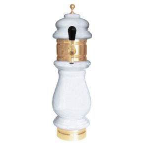 Photo of Silva Ceramic Single Faucet Draft Beer Tower - White with Gold Accents
