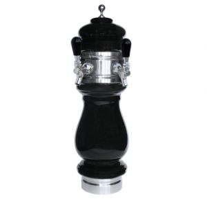 Photo of Silva Ceramic Double Faucet Draft Beer Tower - Black with Chrome Accents