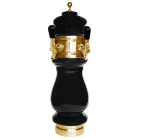 Photo of Silva Ceramic Double Faucet Draft Beer Tower - Black with Gold Accents