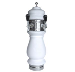 Photo of Silva Ceramic Double Faucet Draft Beer Tower - White with Chrome Accents