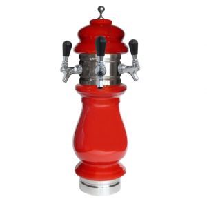 Photo of Silva Ceramic Triple Faucet Draft Beer Tower - Red with Chrome Accents