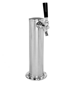 Photo of 12 inch Chrome Metal 1-Faucet Kegerator Beer Tower - 2-1/2 inch Column