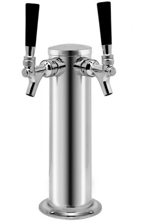 Photo of 12 inch Chrome Plated Metal Dual Faucet Draft Beer Tower - 3 inch Column