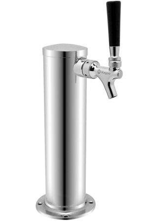 Photo of 12 inch Single Faucet Stainless Steel Draft Beer Tower 3 inch Diameter - 100% Stainless Steel Contact