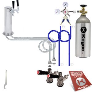 Photo of Kegco Standard Double Faucet Tower Kegerator Conversion Kit - EBSTCK2-T742-2_5 - With Tank - On Ebay