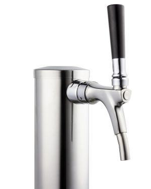 Photo of 14 inch Tall Polished Stainless Steel 1-Faucet Draft Beer Tower - Infinity Series Stainless Steel European Beer Faucet