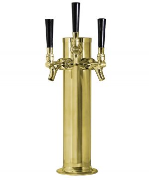 Photo of Polished Brass Triple Tap Faucet Draft Beer Kegerator Tower