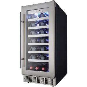 Photo of 15 inch Wide 28 Bottle Single Zone Stainless Steel Built-In Wine Refrigerator