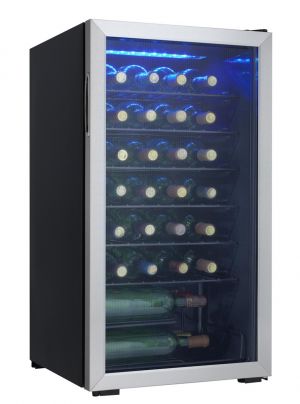 Photo of 36 Bottle Single Zone Freestanding Wine  Cooler Refrigerator with Silver Door