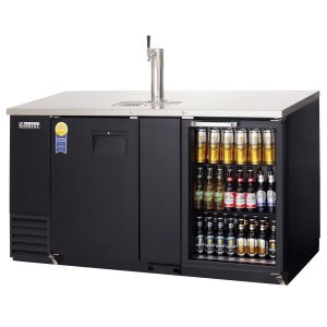 Photo of 68 inch Wide Black Commercial Back Bar and Kegerator