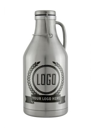 Photo of 288 Flip Top Customizable Beer Growlers - 64 oz Double Wall Stainless Steel With Brushed Finish