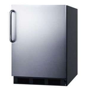Photo of 5.5 Cu. Ft. Undercounter Built-In Refrigerator - Black Cabinet with Stainless Steel Door and Towel Bar Handle