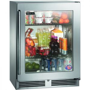Photo of Shallow Depth Signature Series Sottile Outdoor Refrigerator - Stainless Steel Glass Door - Right Hinge