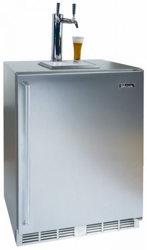Photo of Inventory Clearance - Perlick HP24TS-3-2L2 24 inch Wide Dual Tap Panel Overlay Left Hinge Kegerator