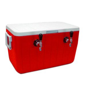 Photo of Double Faucet Jockey Box - 48 Qt., Two 5/16 inch O.D. 70' SS Coils - Red