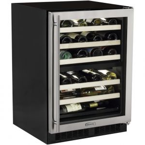 Photo of 40 Bottle Dual Zone Wine Cellar - Black Cabinet and Panel Overlay Frame Glass Door