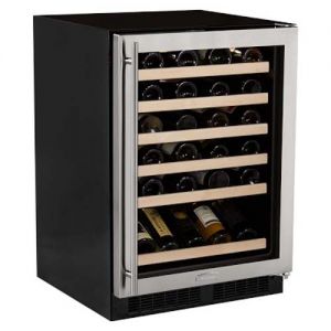 Photo of 45-Bottle Wine Cellar - Black Cabinet and Panel Overlay Frame Ready Glass Door