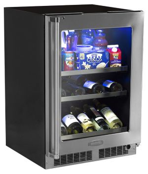 Photo of 24 inch Beverage Center with Display Wine Rack - Stainless Steel Framed Glass Door - Left Hinge