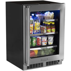 Photo of 24 inch Built-In Beverage Center - Black Cabinet and Stainless Steel Frame Glass Door