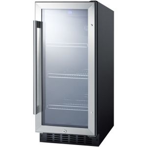Photo of 15 inch Wide Built-In Undercounter Beverage Cooler - Black Cabinet with Stainless Steel Door