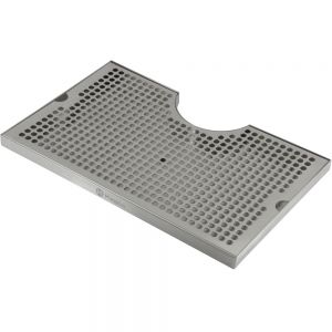 Photo of 16 inch x 10 inch Surface Mount Drip Tray - 3 inch Column Cut-Out - SS, with Drain
