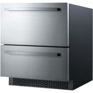 Photo of 30 inch Built-In Two-Drawer Refrigerator - Black Cabinet with Stainless Steel Drawers