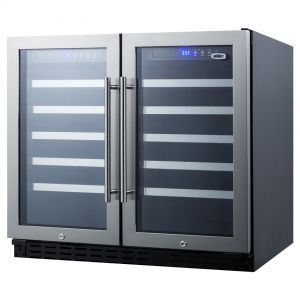 Photo of 36 inch Wide 68 Bottle Dual Zone Stainless Steel Built-In ADA Wine Refrigerator